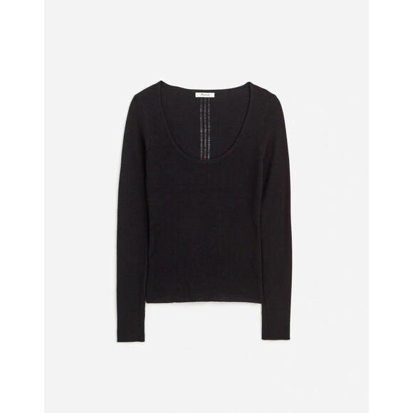 Madewell Merino Wool-Silk Blend Scoopneck Sweater NWT Size L Large - Picture 2 of 13